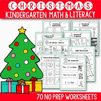 Christmas Math and Literacy BUNDLE, Christmas Activities For Kindergarten
