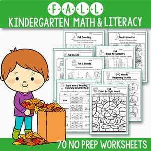 Fall Math and Literacy BUNDLE, Fall Activities For Kindergarten