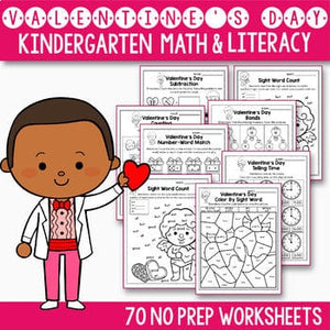 Valentine's Day Math and Literacy BUNDLE Valentine's Day Activities Kindergarten