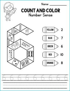 Color by Number Sense Numbers 1-10