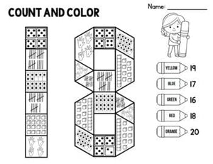 Color by Number Sense Worksheets Teen Numbers