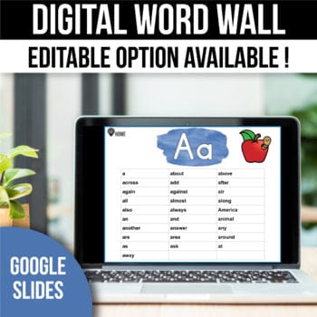 Digital Word Wall Letters Watercolor Classroom Decor Virtual Word Wall