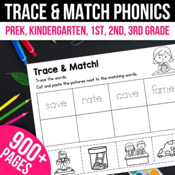 Phonics Read Trace Match: CVC, CVCe, Blends, Digraphs, Sight Words