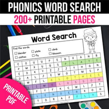 Load image into Gallery viewer, Phonics Word Search CVC CVCe Blends Digraphs Sight Words Spring 200 pages