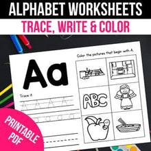 Load image into Gallery viewer, Alphabet Tracing Worksheets Beginning Sounds Worksheet Coloring Pages