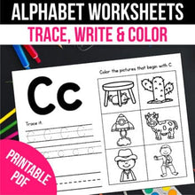 Load image into Gallery viewer, Alphabet Tracing Worksheets Beginning Sounds Worksheet Coloring Pages
