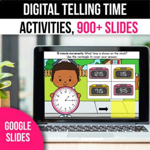 Telling Time Activities for  Google Slides: Telling Time to the Hour and Half Hour 5 Minute