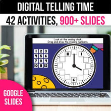 Load image into Gallery viewer, Telling Time Activities for  Google Slides: Telling Time to the Hour and Half Hour 5 Minute