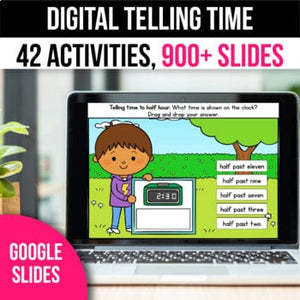 Telling Time Activities for  Google Slides: Telling Time to the Hour and Half Hour 5 Minute