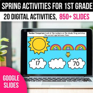 Math & Literacy Centers for 1st Grade Games Google Slides Bundle