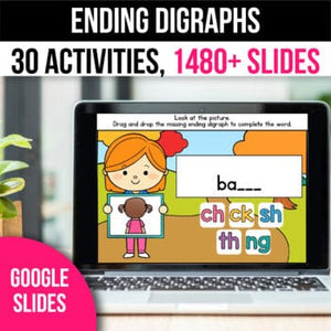 Ending Digraphs Activities Phonics Classroom Literacy Centers - Google Slides