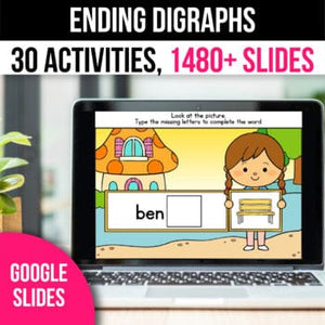 Ending Digraphs Activities Phonics Classroom Literacy Centers - Google Slides