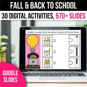 Digital Back to School and Fall Activities Math Games Google Slides