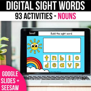 Digital Sight Word Practice Google Slides Back to School Activities Winter Nouns