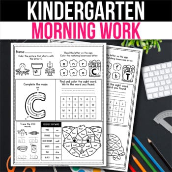 Kindergarten Morning Work September 1st Grade MW4