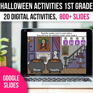 Digital Halloween Activities 1st Grade Math Games for Google Slides Fall