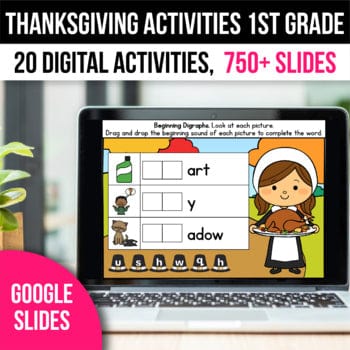 Digital Thanksgiving Activities 1st Grade Math Games for Google Slides