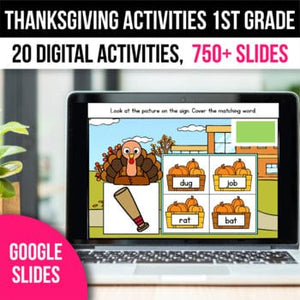 Digital Thanksgiving Activities 1st Grade Math Games for Google Slides