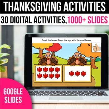 Digital Thanksgiving and Fall Activities for Kindergarten Math Games G ...