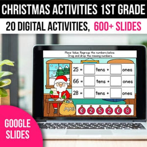 Digital Christmas Activities 1st Grade Math Games for Google Slides