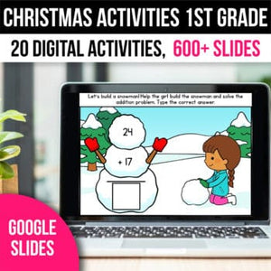 Digital Christmas Activities 1st Grade Math Games for Google Slides