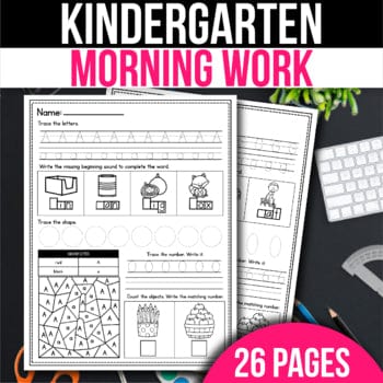 Kindergarten Morning Work September 1st Grade MW6