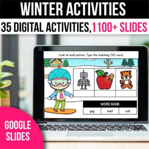 Digital Winter Activities Kindergarten - Math and Literacy Games for Google Slides