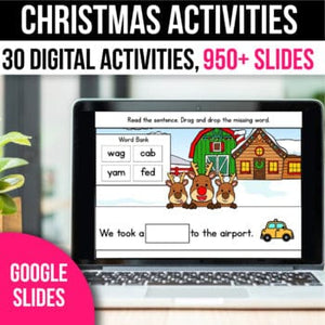 Digital Christmas Activities Kindergarten - Math and Literacy Games for Google Slides
