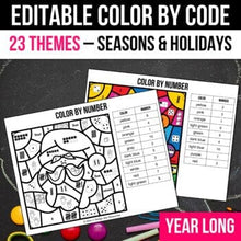 Load image into Gallery viewer, Editable Color by Code &amp; Color by Number Sense - Year Long Bundle