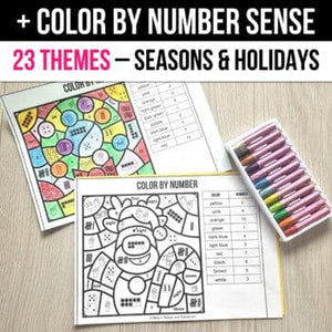 Editable Color by Code & Color by Number Sense - Year Long Bundle