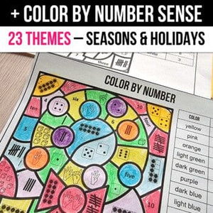 Editable Color by Code & Color by Number Sense - Year Long Bundle